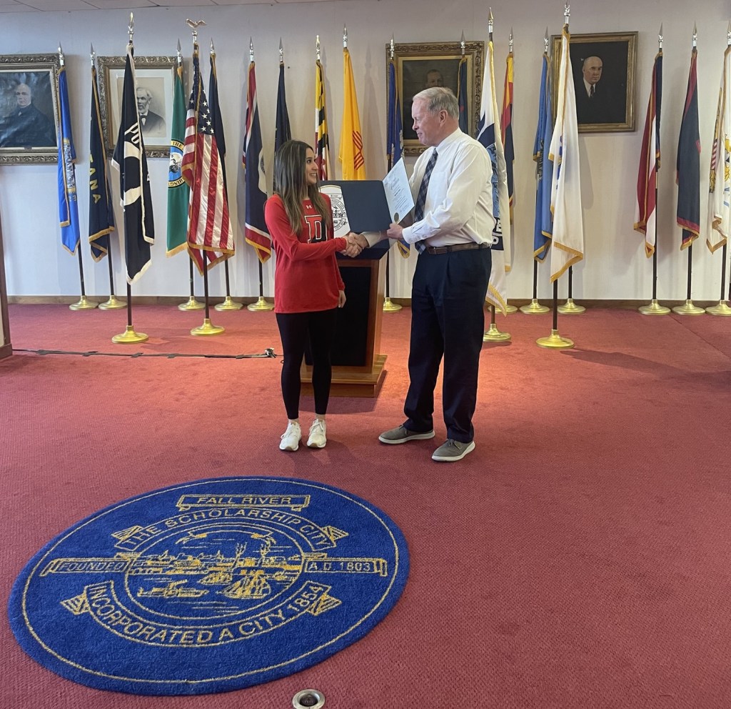 Rachael Silva with Mayor Paul Coogan